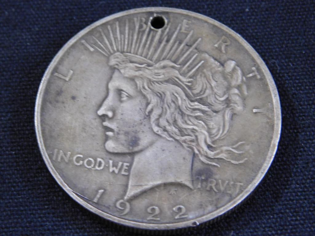 1922-D Peace Silver Dollar - Hole Drilled In It - 5