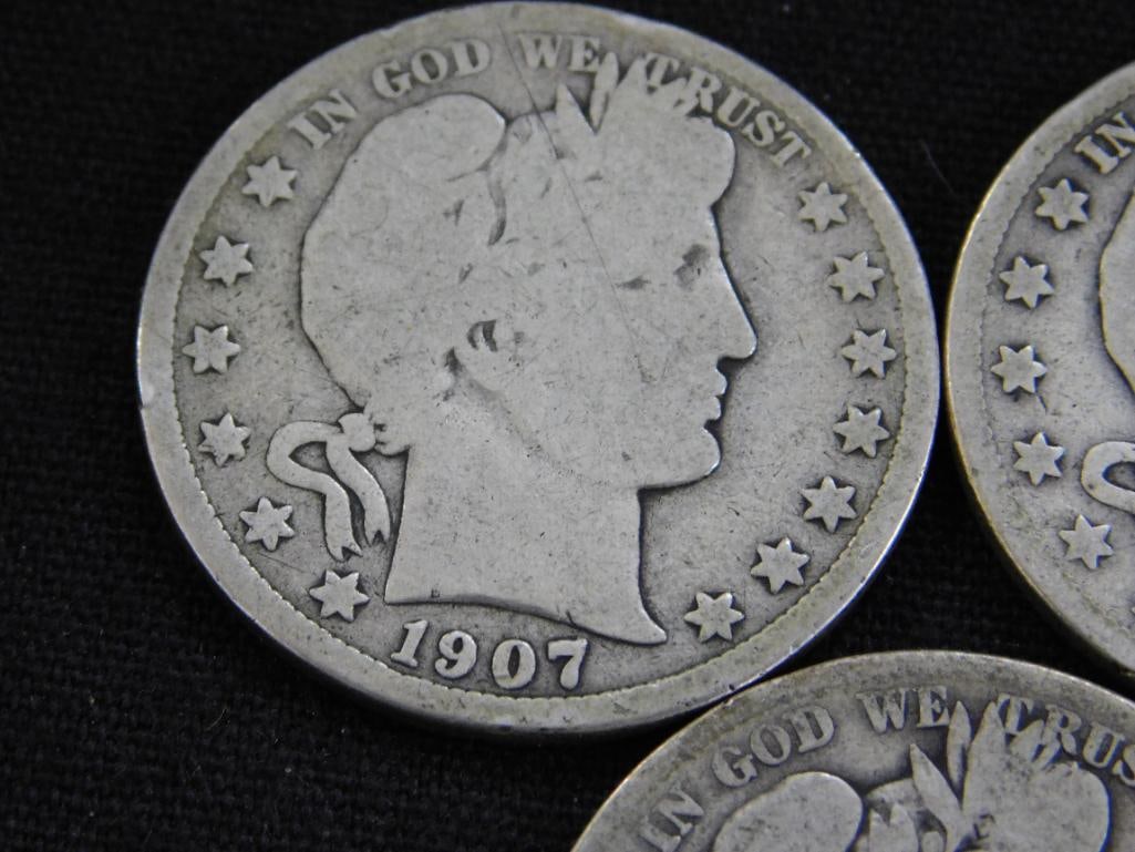 3 Barber Silver Half Dollars 1907-1911-1913 - 2