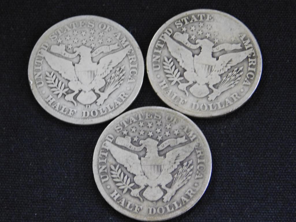 3 Barber Silver Half Dollars 1907-1911-1913 - 5