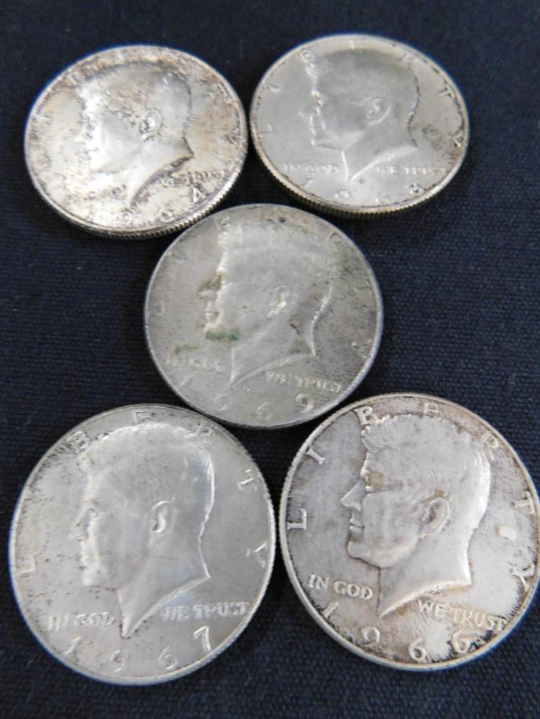 1964 Kennedy Half Dollar - 1966-1967-1968-1969 Kennedy Half Dollars - 10