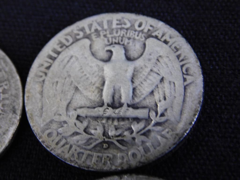 1902 Barber Silver Quarter - 1937-1942-1943-1943-1945 Silver Washington Quarters - 10