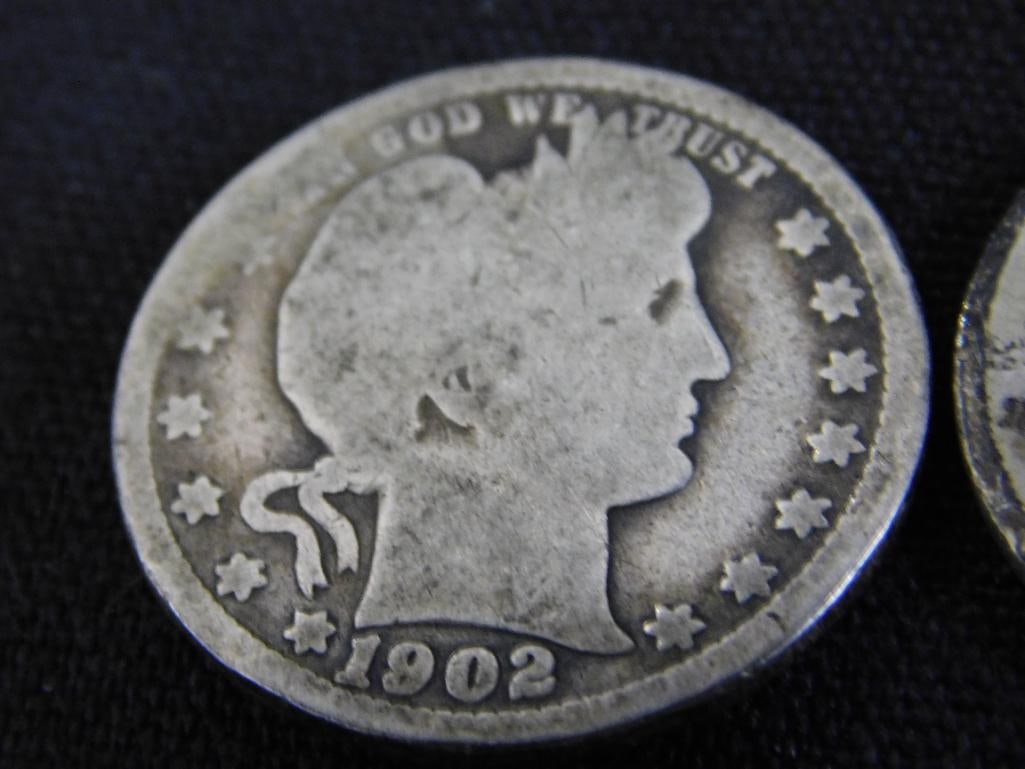 1902 Barber Silver Quarter - 1937-1942-1943-1943-1945 Silver Washington Quarters - 2
