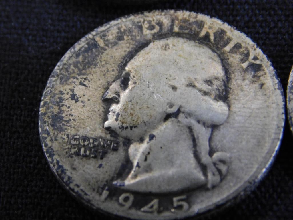 1902 Barber Silver Quarter - 1937-1942-1943-1943-1945 Silver Washington Quarters - 5