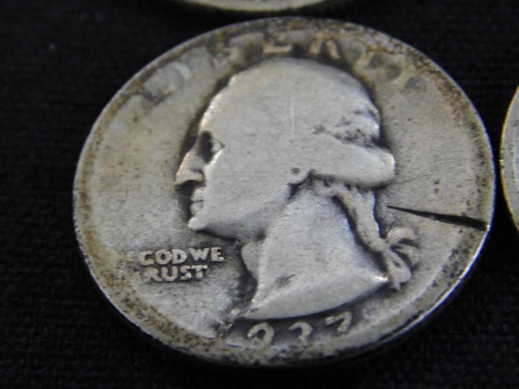 1902 Barber Silver Quarter - 1937-1942-1943-1943-1945 Silver Washington Quarters - 6