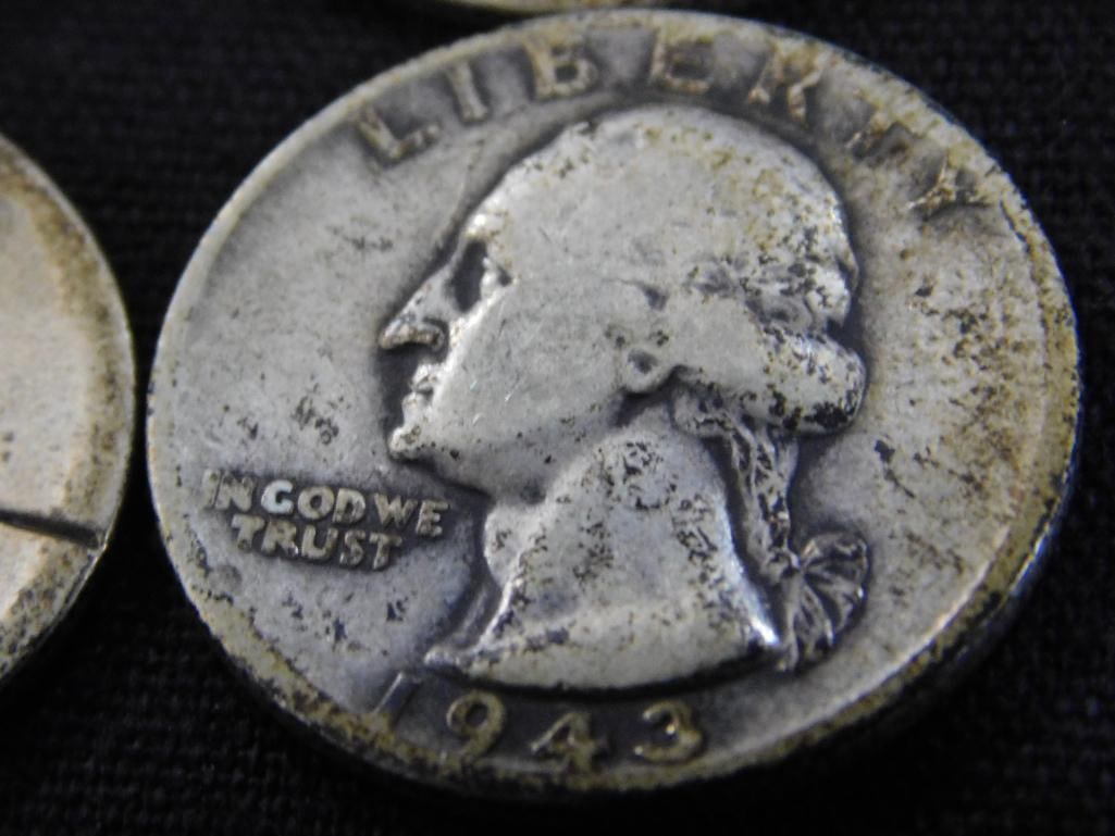 1902 Barber Silver Quarter - 1937-1942-1943-1943-1945 Silver Washington Quarters - 7