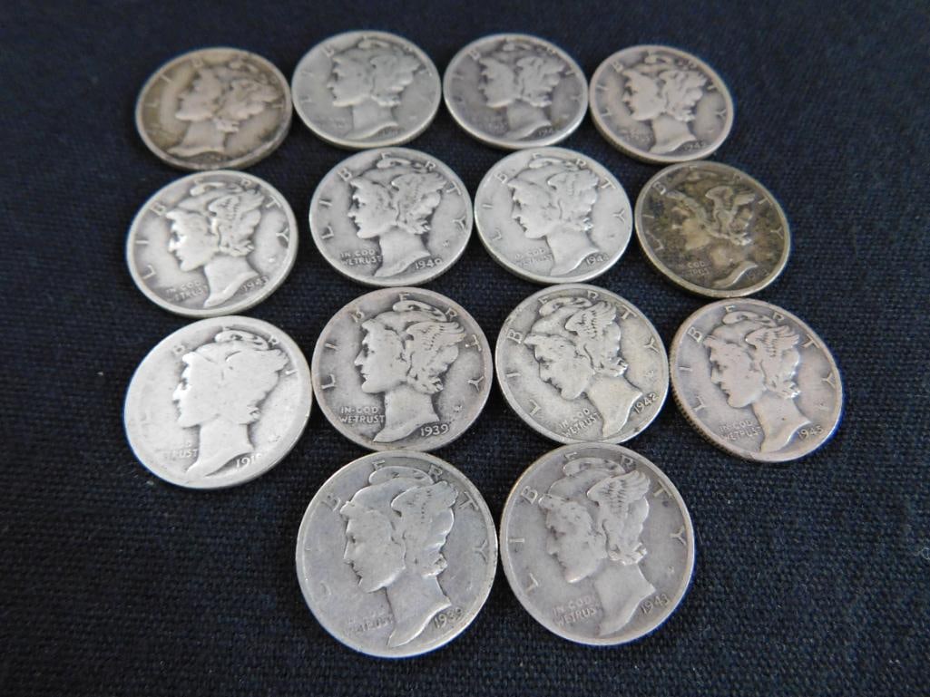 14 Mercury Silver Dimes - 19