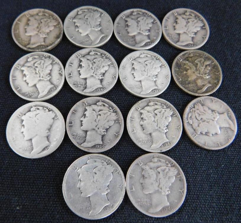 14 Mercury Silver Dimes (1 of 20)