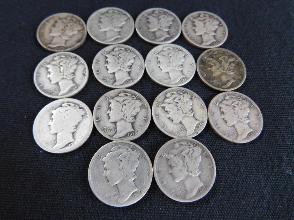 14 Mercury Silver Dimes - 20