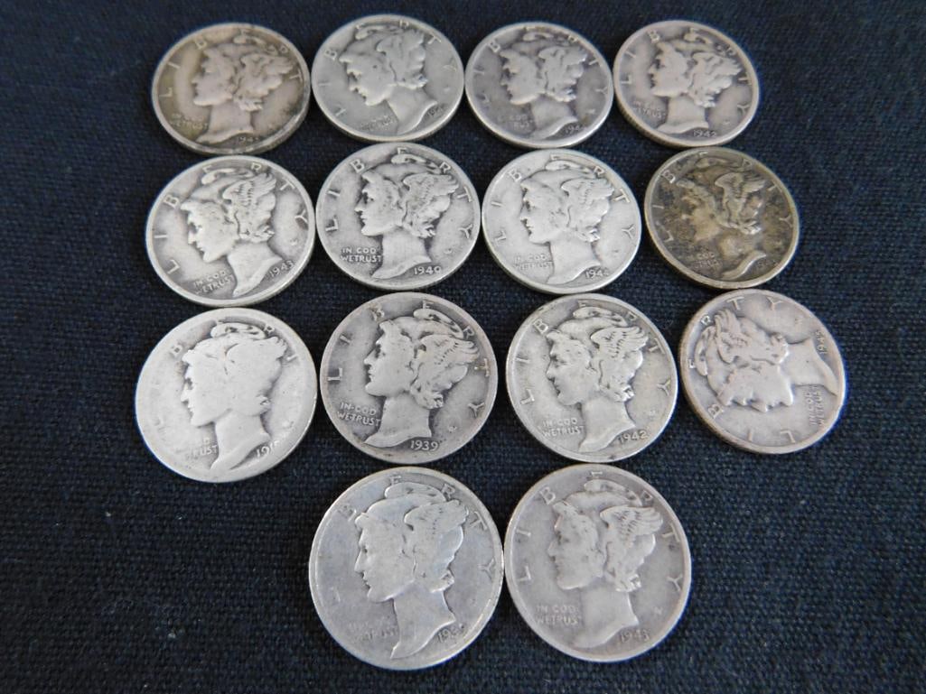 14 Mercury Silver Dimes - 2