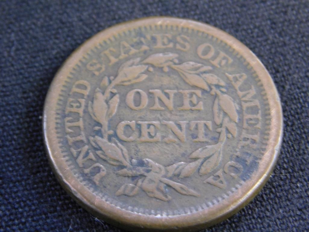 1850 Large Penny - 1854 French "Dix Centimes" - 1846 Large Penny - 1862 Indian Head Penny - 3
