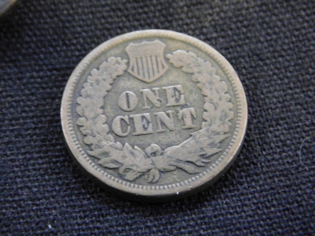 1850 Large Penny - 1854 French "Dix Centimes" - 1846 Large Penny - 1862 Indian Head Penny - 9