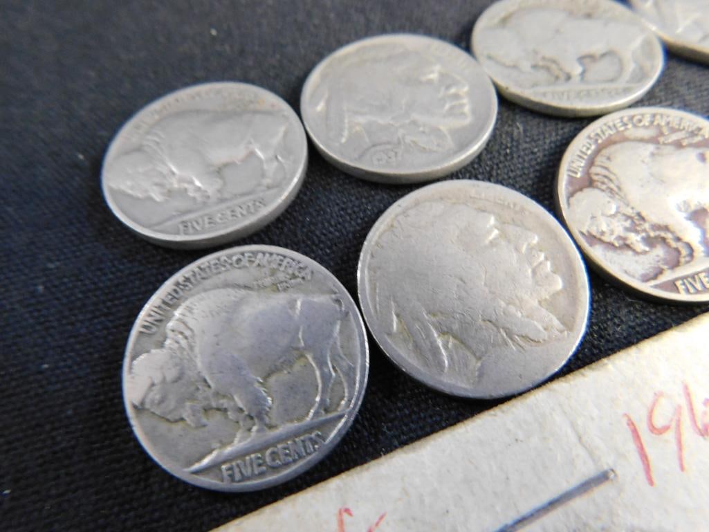 8 Buffalo / Indian Head Nickels - 1 "V" Nickel - 1964 Proof Nickel - 1964 Dime and Penny - 2