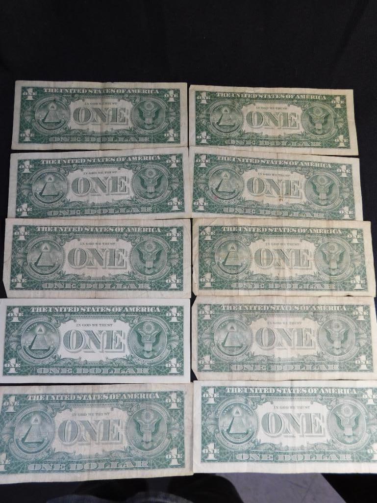 10 US 1$ Silver Certificates - 1957 - 12