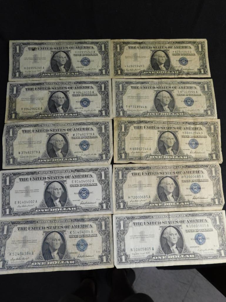 10 US 1$ Silver Certificates - 1957 - 19