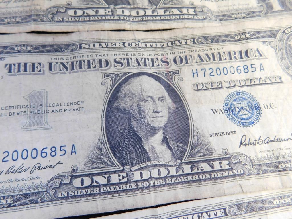 10 US 1$ Silver Certificates - 1957 - 9
