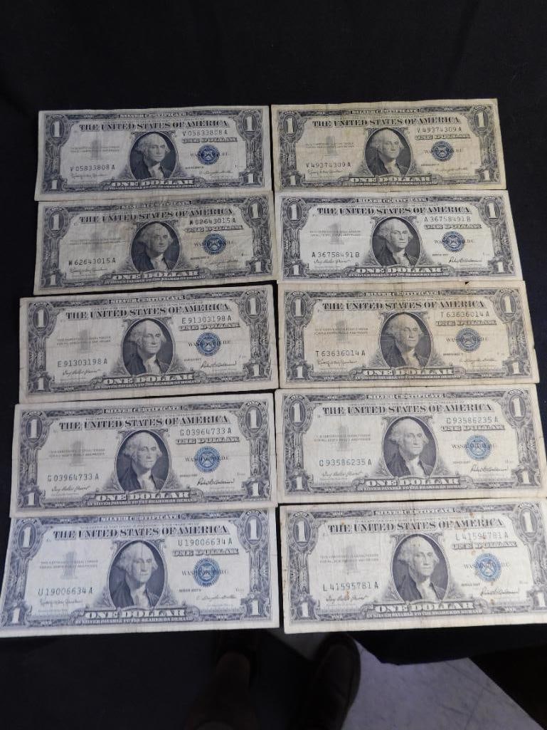 10 US 1$ Silver Certificates - 1957 - 18