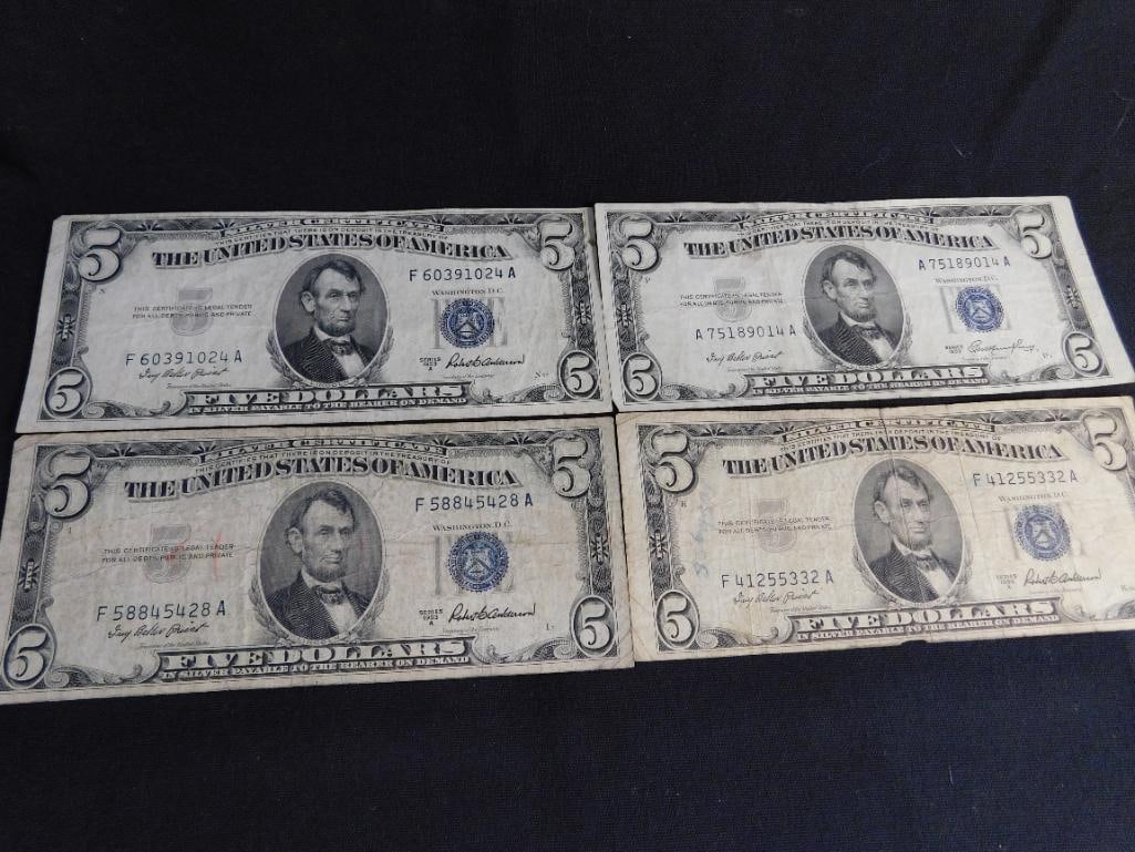 4 US 5$ Silver Certificates - 1953 - 12