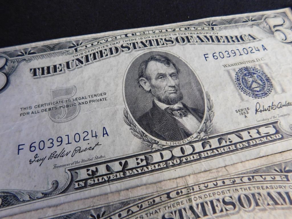 4 US 5$ Silver Certificates - 1953 - 2