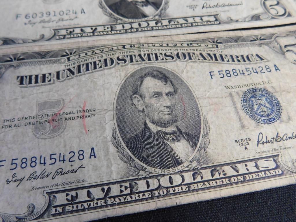 4 US 5$ Silver Certificates - 1953 - 4