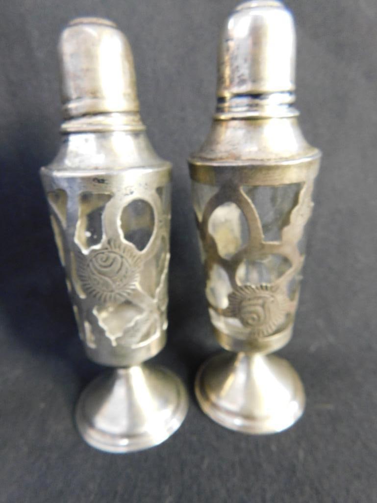 Sterling Silver - Salt and Pepper Shakers with Silver Overlay - 70.7 Grams TW - 11