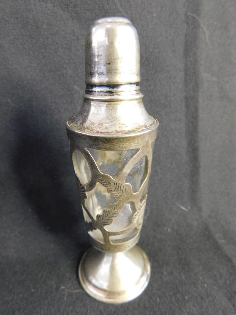 Sterling Silver - Salt and Pepper Shakers with Silver Overlay - 70.7 Grams TW - 3