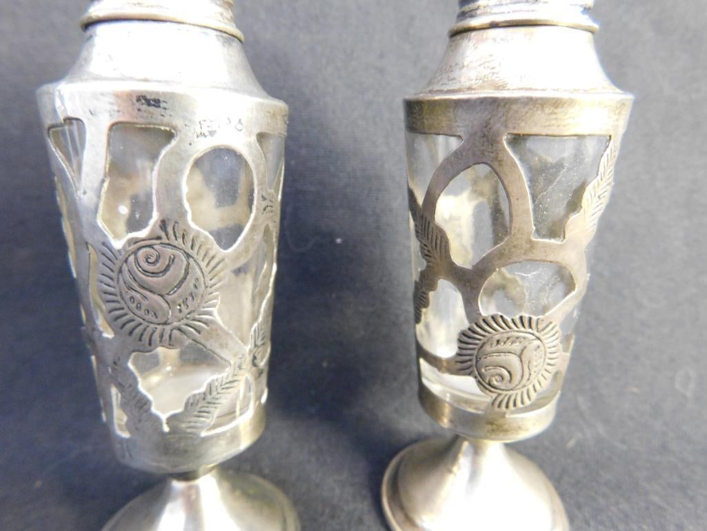 Sterling Silver - Salt and Pepper Shakers with Silver Overlay - 70.7 Grams TW - 4