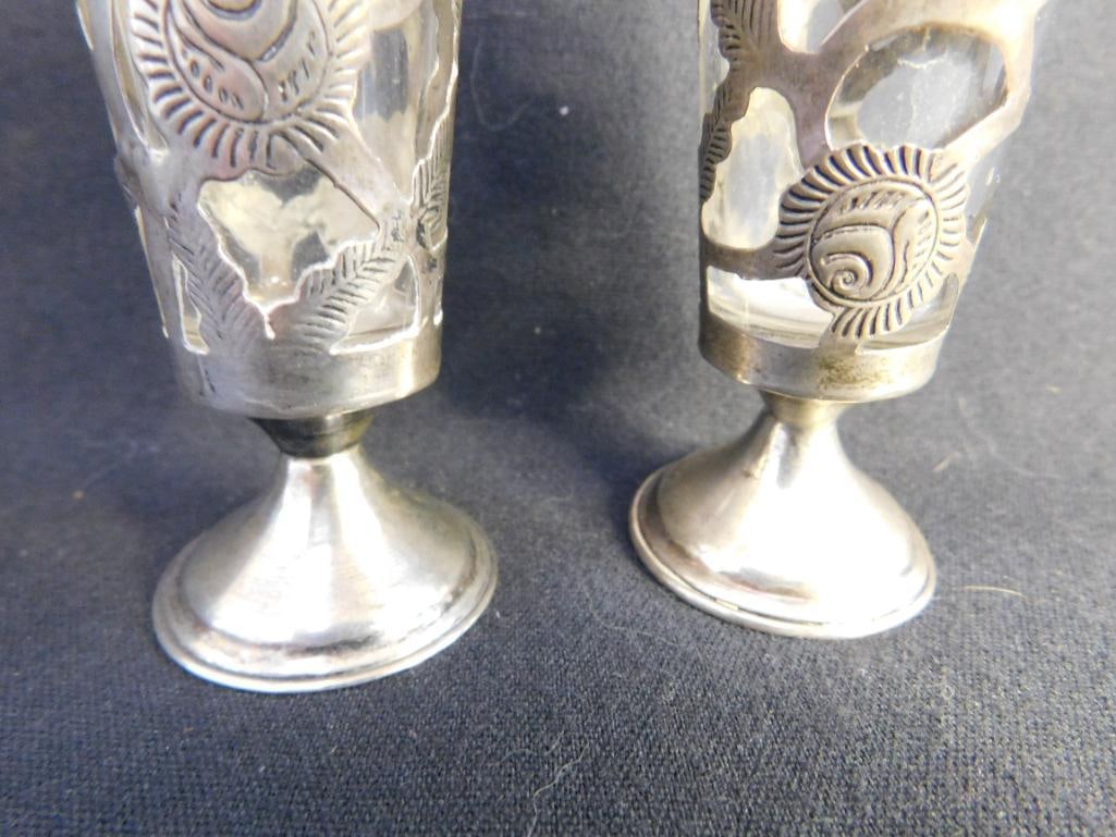 Sterling Silver - Salt and Pepper Shakers with Silver Overlay - 70.7 Grams TW - 5