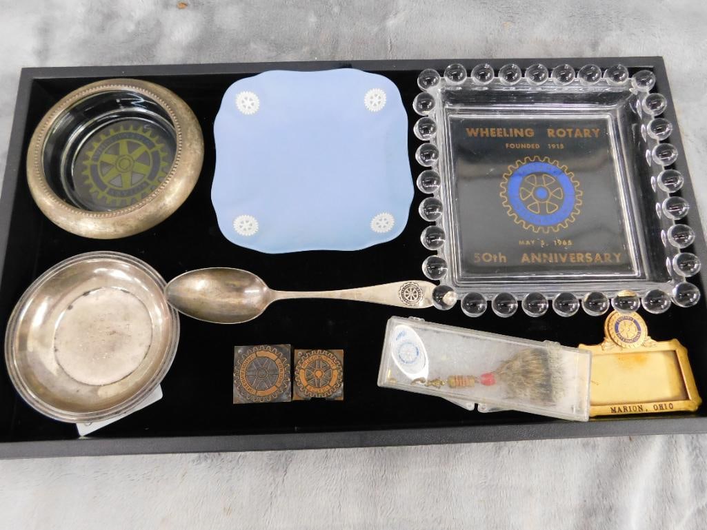 Tray Lot with Misc. Rotary Club Items - 38.48 Grams of Sterling Silver - 1958 Walhalla Rotary - 12