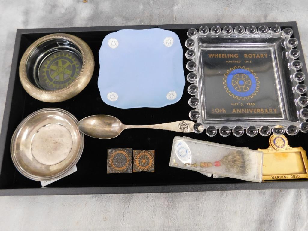 Tray Lot with Misc. Rotary Club Items - 38.48 Grams of Sterling Silver - 1958 Walhalla Rotary - 13