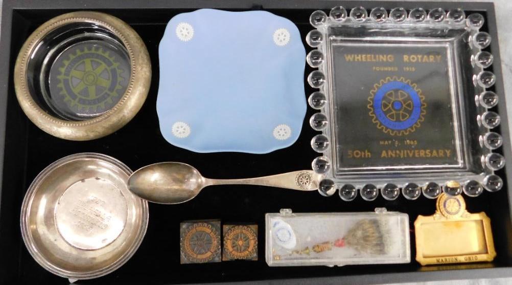 Tray Lot with Misc. Rotary Club Items - 38.48 Grams of Sterling Silver - 1958 Walhalla Rotary: See Photos For Condition and Details
