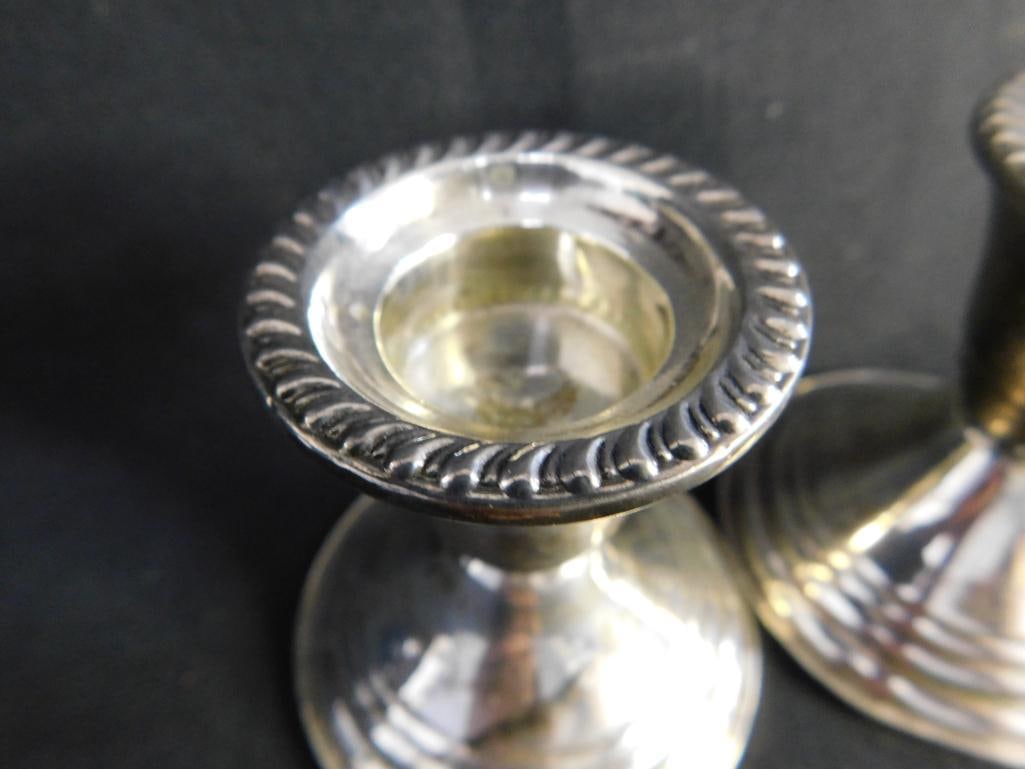 Sterling Silver - Pair of 2.75" Tall Weighted Candle Stick Holders - 3