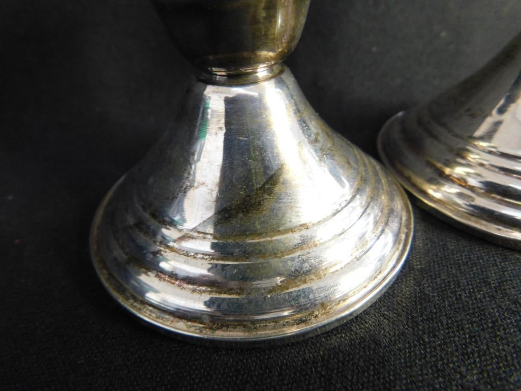 Sterling Silver - Pair of 2.75" Tall Weighted Candle Stick Holders - 4