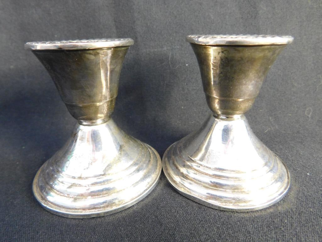Sterling Silver - Pair of 2.75" Tall Weighted Candle Stick Holders - 7