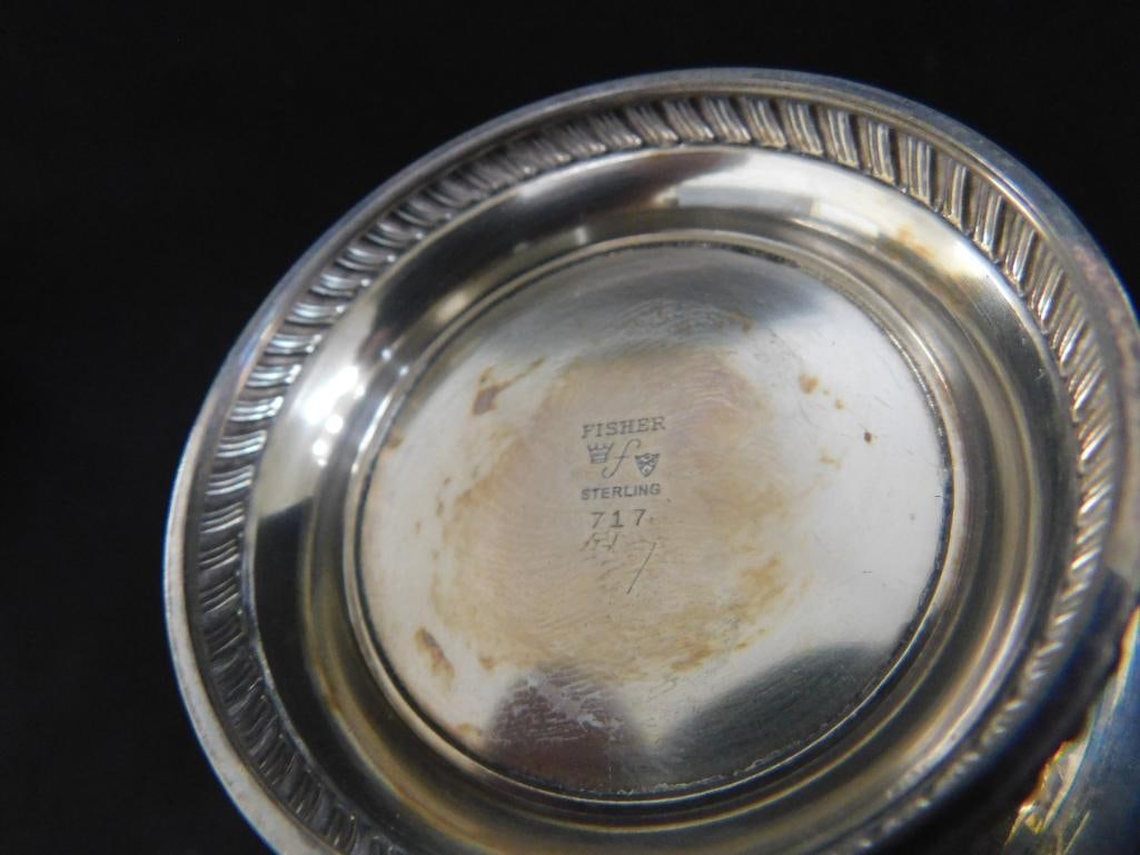Sterling Silver - Fisher Solid Creamer and Sugar - Monogrammed - 213.1 Grams - 7