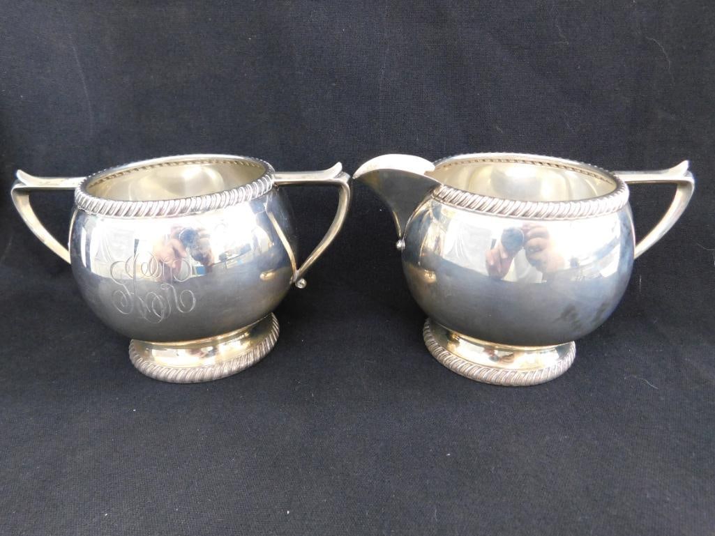 Sterling Silver - Fisher Solid Creamer and Sugar - Monogrammed - 213.1 Grams - 8
