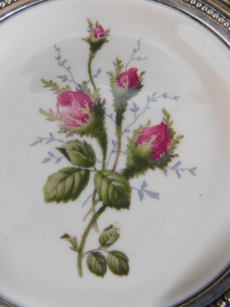 Sterling Silver Rimmed Rosenthal Porcelain Plates - 1-5" and 4-4.25" - 3