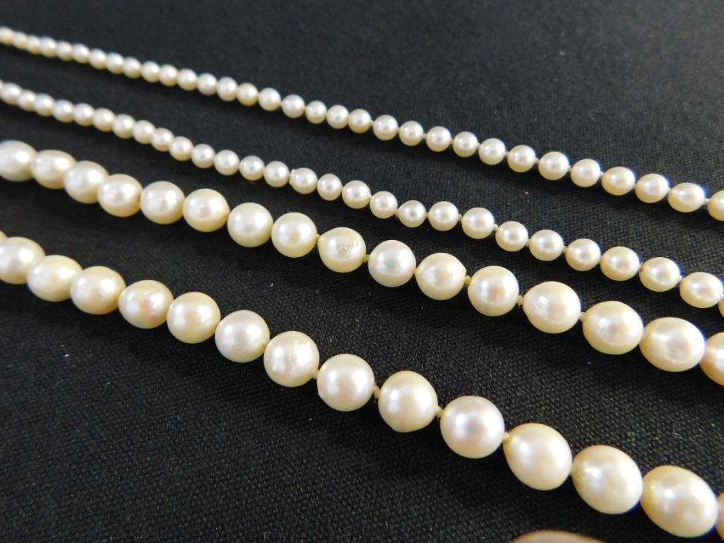14K White Gold Clasps - 15" and 18" Pearl Necklaces - 2