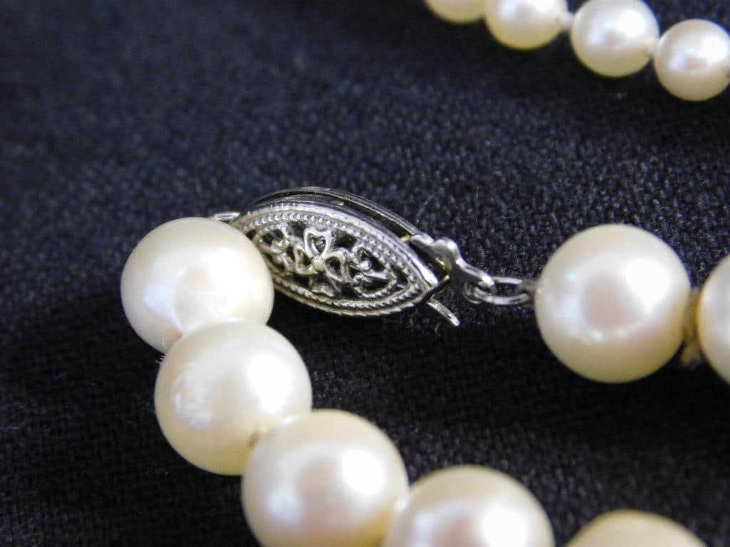 14K White Gold Clasps - 15" and 18" Pearl Necklaces - 4
