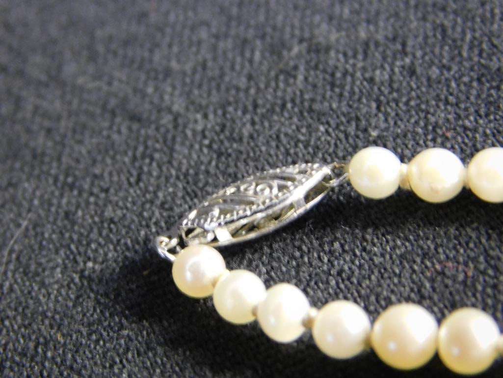 14K White Gold Clasps - 15" and 18" Pearl Necklaces - 5