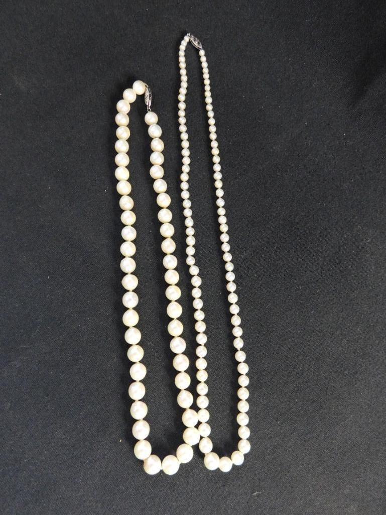 14K White Gold Clasps - 15" and 18" Pearl Necklaces - 6