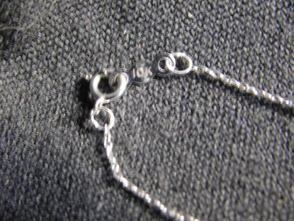 10K White Gold - 18" Pendant Necklace - Clear Stones - 1.42 Grams TW - 4