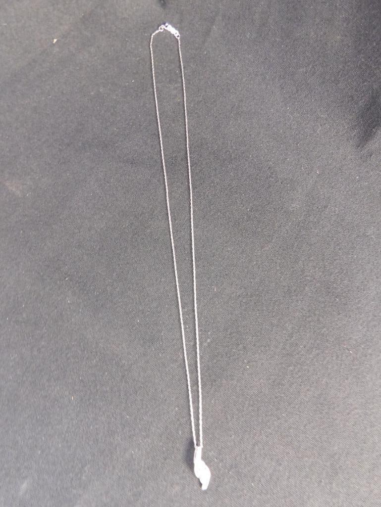 10K White Gold - 18" Pendant Necklace - Clear Stones - 1.42 Grams TW - 5