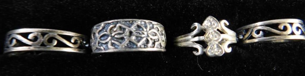 Sterling Silver - 4 Toe Rings - 8.48 Grams: See Photos For Condition and Details