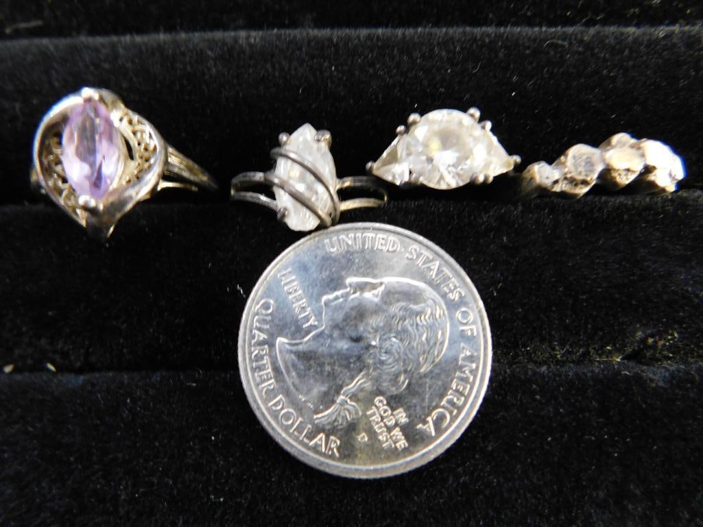 Sterling Silver - 4 Rings - Sizes 2-6 and 2-7 - 12.04 Grams TW - 10