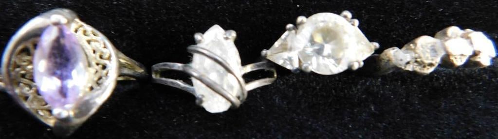 Sterling Silver - 4 Rings - Sizes 2-6 and 2-7 - 12.04 Grams TW: See Photos For Condition and Details