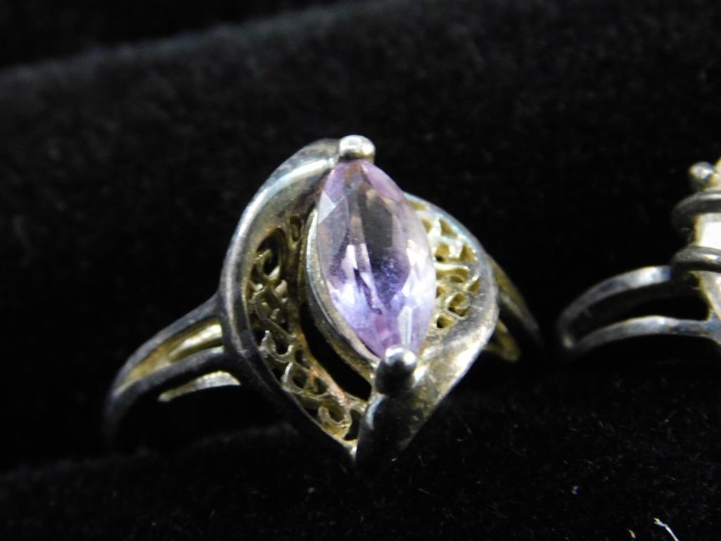 Sterling Silver - 4 Rings - Sizes 2-6 and 2-7 - 12.04 Grams TW - 6