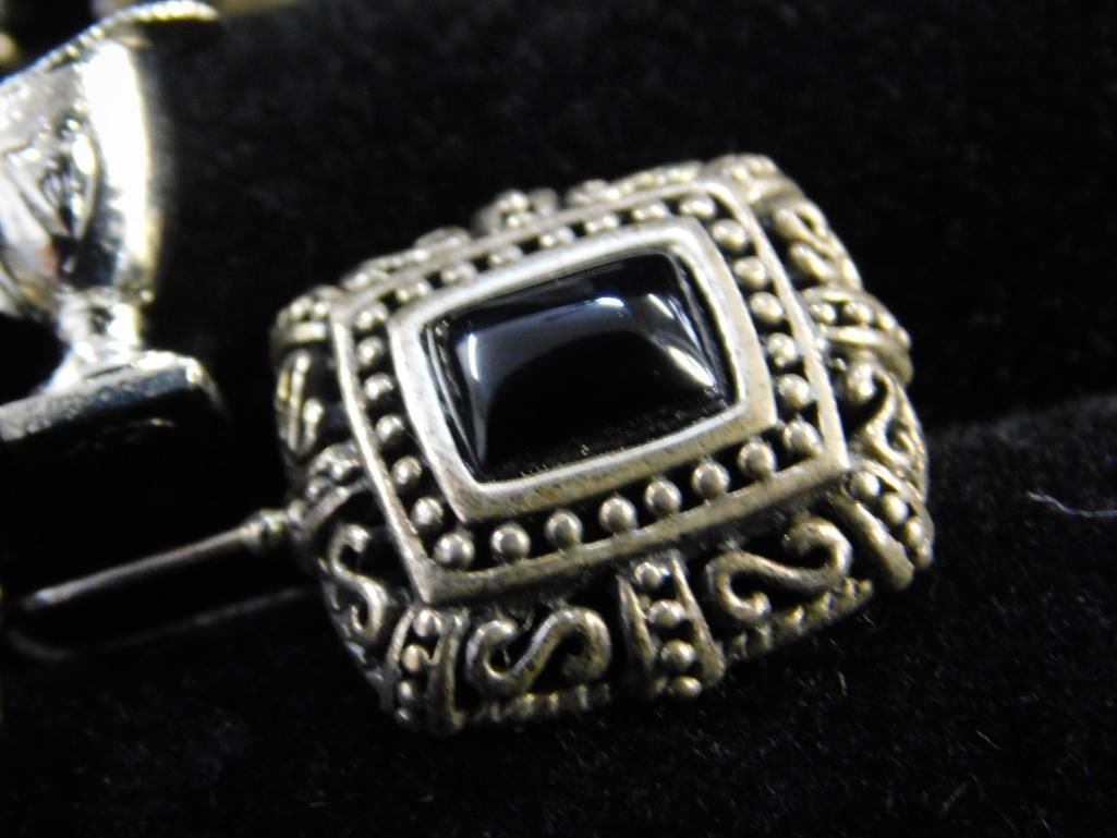 Sterling Silver - 2 Pairs of Pierced Earrings - 1 Charm - 11.35 Grams TW - 4