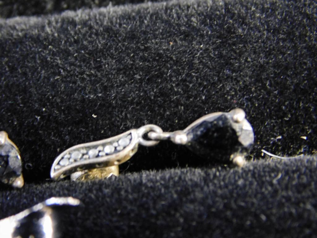 Sterling Silver - 2 Pairs of Pierced Earrings - 1 Charm - 11.35 Grams TW - 6