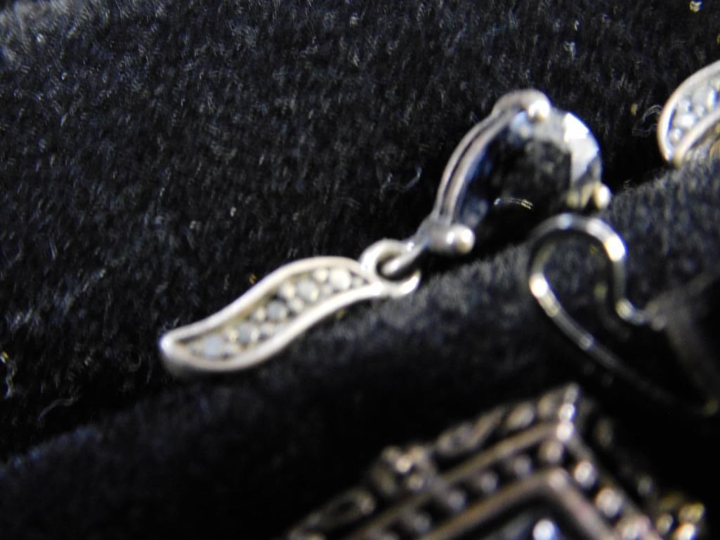 Sterling Silver - 2 Pairs of Pierced Earrings - 1 Charm - 11.35 Grams TW - 7
