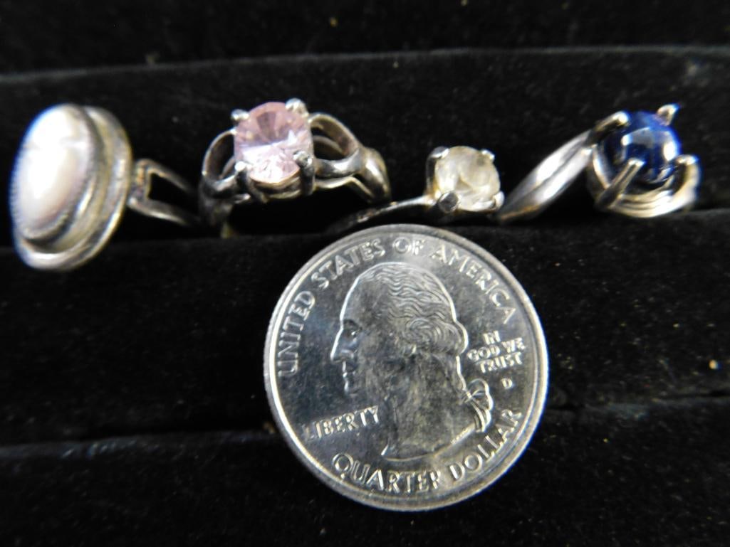 Sterling Silver - 4 Rings - Sizes 1-5.5 - 2-6 - 1-8 - 12.7 Grams TW - 11